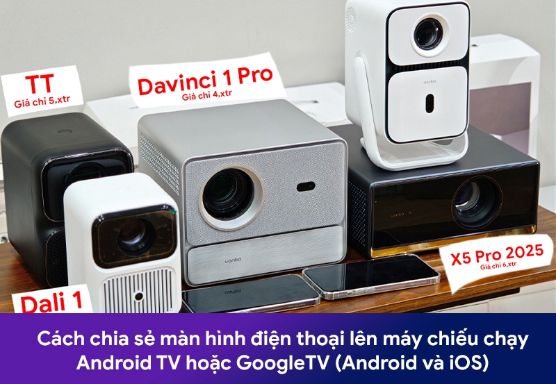 Cách chia sẻ màn hình điện thoại lên máy chiếu chạy Android TV hoặc GoogleTV (Android và iOS) Cách chia sẻ màn hình điện thoại lên máy chiếu chạy Android TV hoặc GoogleTV (Android và iOS)